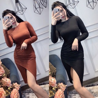 Váy len tăm vạt chéo váy body sang chảnh Annastore