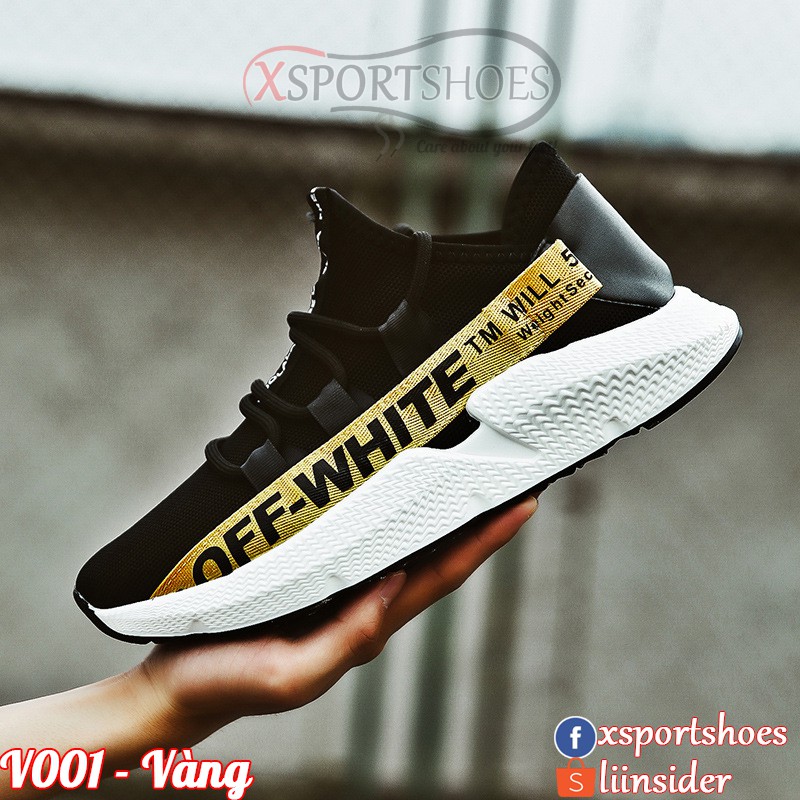 Giày nam OFF WHITE V001 - Giày sneaker nam màu đen trắng, đen đỏ, đen vàng | BigBuy360 - bigbuy360.vn