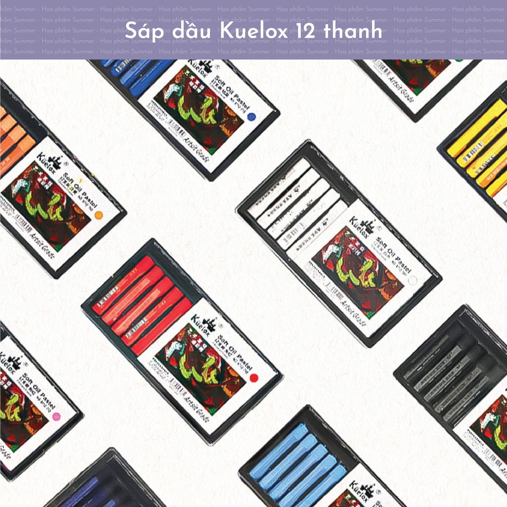 [SUMMER] Sáp dầu Kuelox bộ 12 cây màu cơ bản, màu trắng - Kuelox Soft Oil Pastels