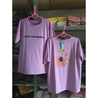 Áo Thun Unisex Tay Lỡ Save The World Nam Nữ Màu Tím kèm video