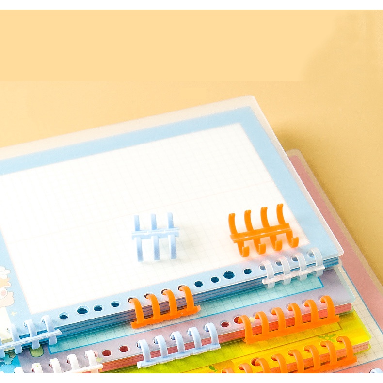 Bộ 4 Bìa nhựa tab phân trang sổ còng A5 / B5 / A4 màu trong suốt, xanh dương Bìa nhựa làm Binder