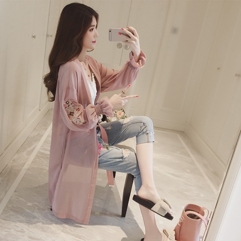 Áo khoác voan dài họa tiết thêu độc đáo thời thượng cho nữ | BigBuy360 - bigbuy360.vn