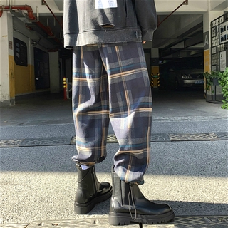 quần ống rộng Họa Tiết Caro Phong Cách Hip Hop Cho Nam