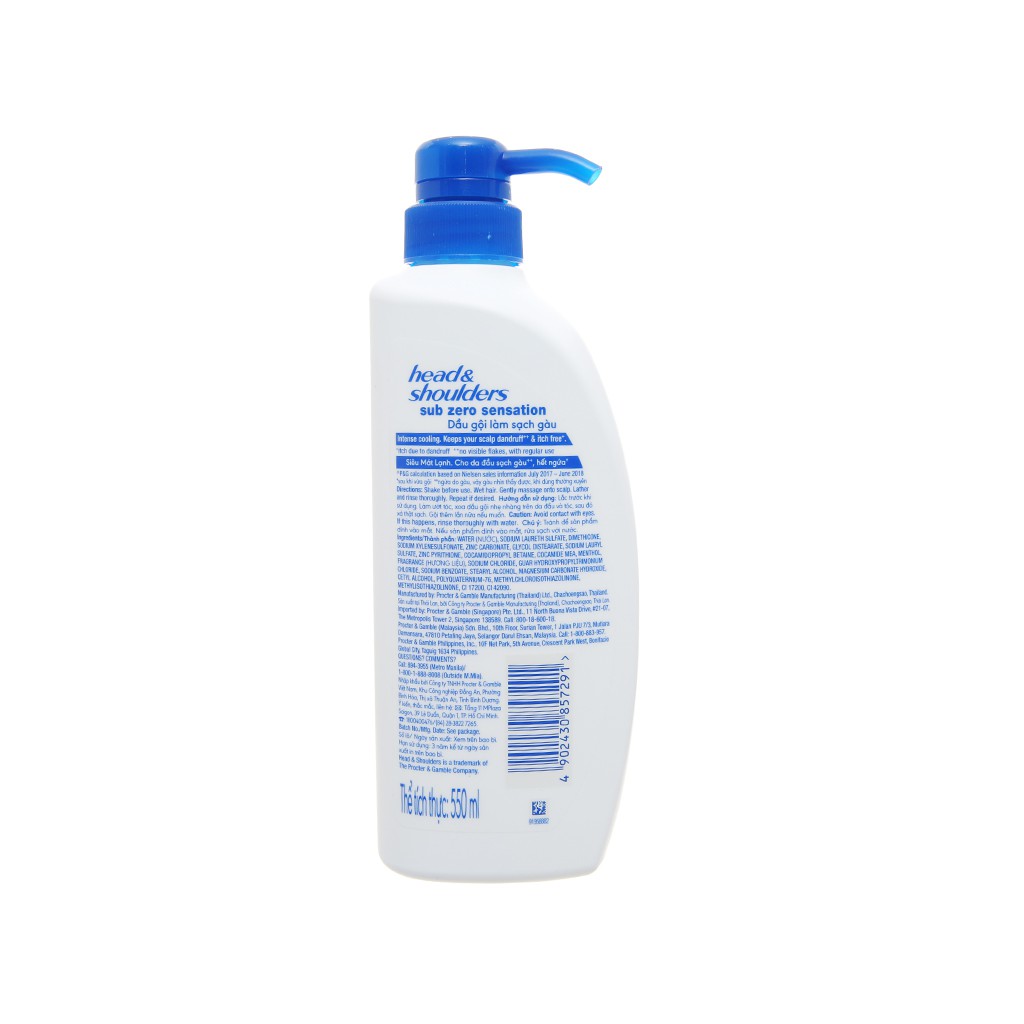 Dầu Gội Head &amp; Shoulders Sub-Zero Chai 550ml