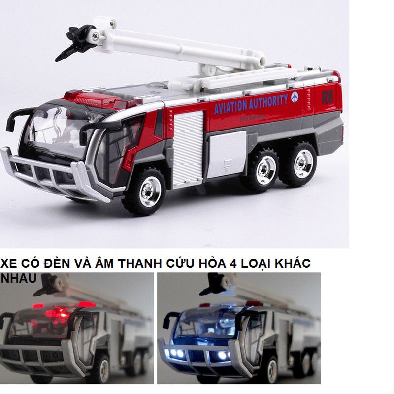 Đồ chơi xe cứu hoả bằng sắt âm thanh đèn tỉ lệ 1:32