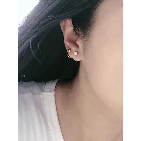 Bông Tai Vàng Nữ Dáng Móc C Kẹp Vành Nhiều Mẫu Mã Mới Không Gây Đau Tai, Phong Cách Hot Hit -Trang sức Vàng Bạc Hoà Thảo