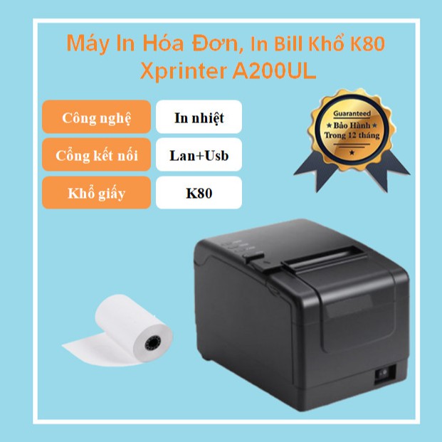 Máy In Bill, In Hóa Đơn Chốt Đơn Livestream Xprinter A200UL Tặng 1 Cuộn Giấy Decal Liên Tục 75 x 30m