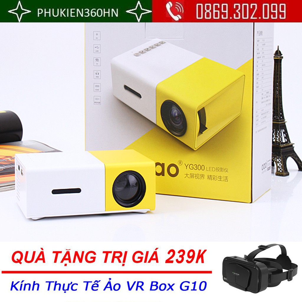 (QUÀ TẶNG 239K) Máy chiếu Mini cho điện thoại YG-300 + Cáp HDMI 2K 4K Kết Nối Tivi Với Điện Thoai Qua Chân Type C