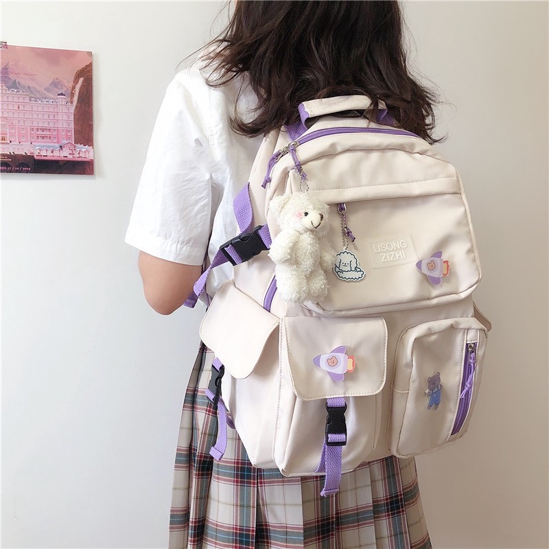 Balo unisex thời trang, vải canvas đi học, đi chơi tiện sử dụng phong cách Hàn Quốc.