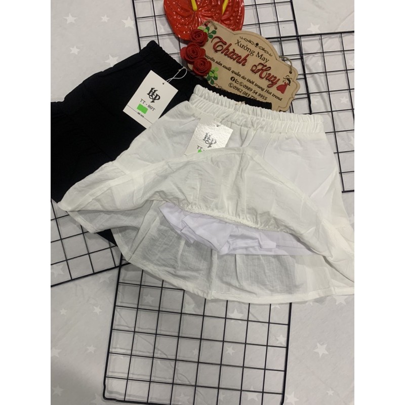 chân váy ngắn xoè 2 tầng, chân váy đũi xoè ngắn ullzang m155 | BigBuy360 - bigbuy360.vn