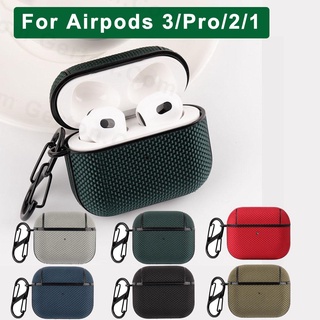 Vỏ bảo vệ hộp sạc tai nghe bằng nylon chống thấm nước có móc khóa thích hợp cho Airpods 1 2 3