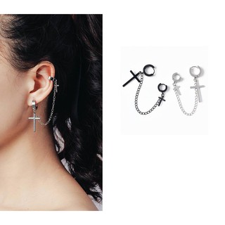 Khuyên tai xích thập giá đeo 2 lỗ