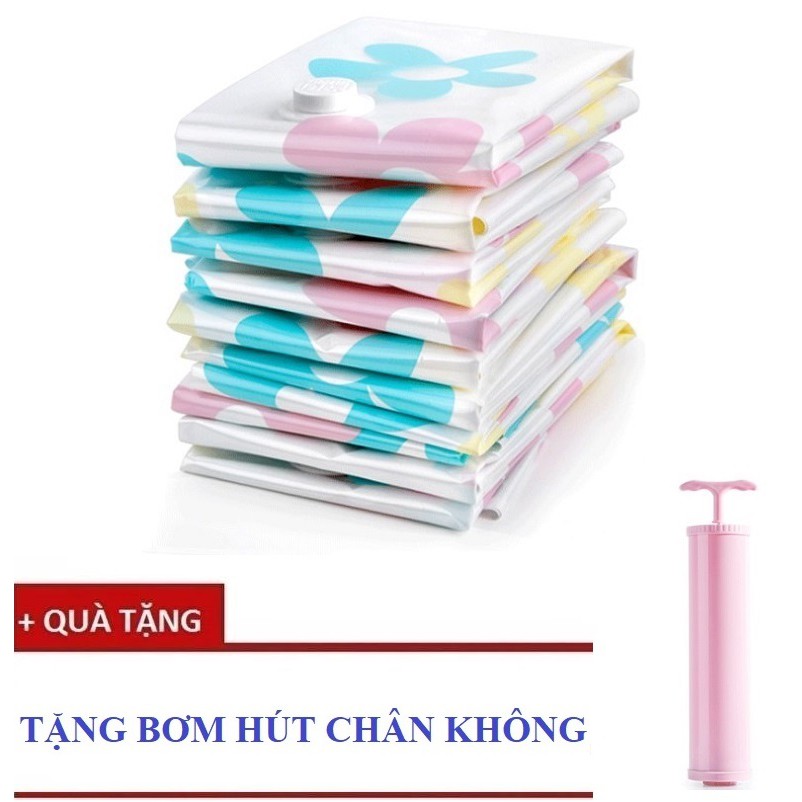 Bộ 6 Túi hút chân không bảo quản quần áo chăn màn + Tặng Bơm hút chân không