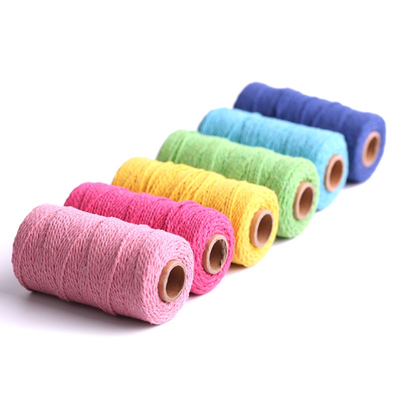 Cuộn Dây Thừng Cotton Màu Đỏ Kích Thước 100m 2mm