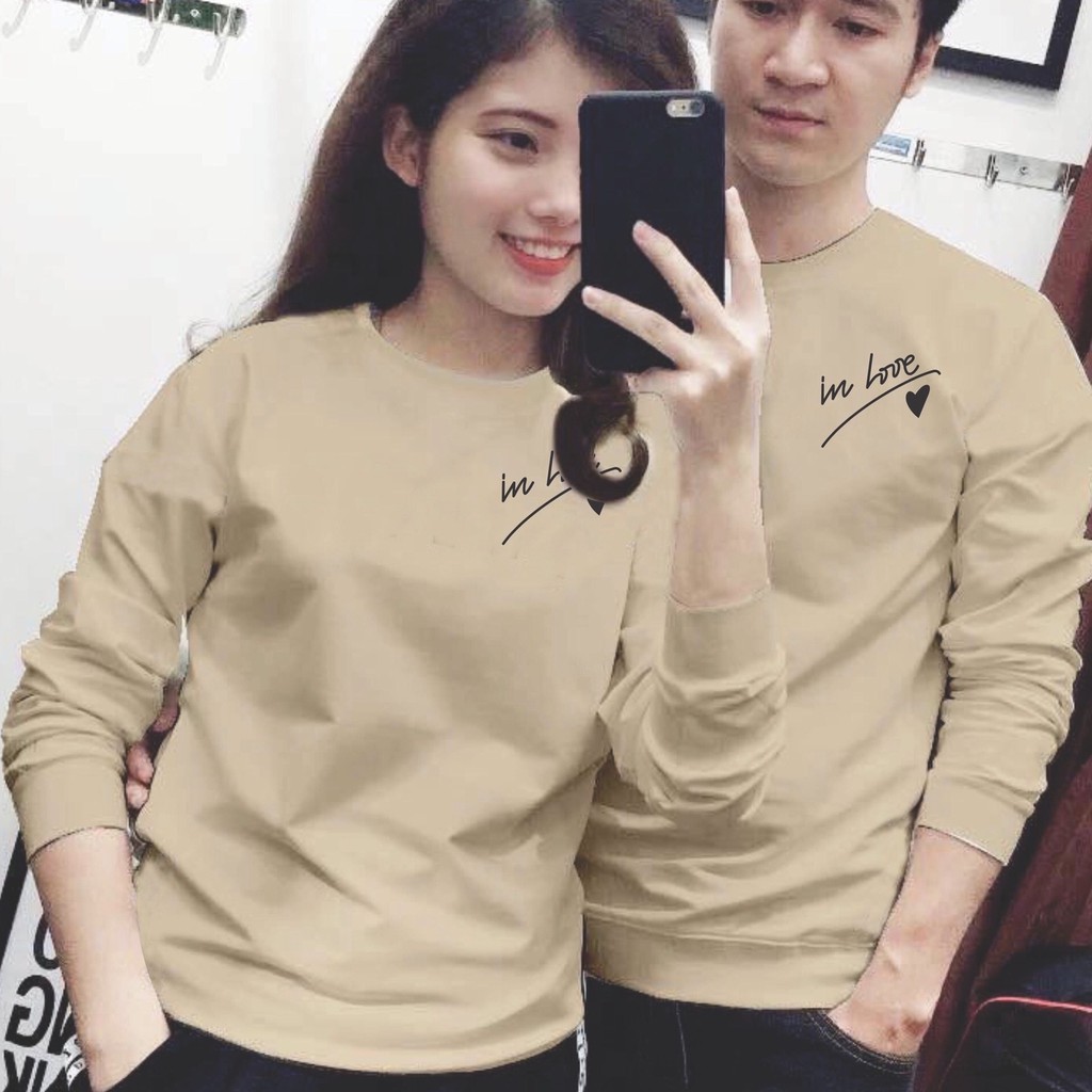 Áo đôi thu đông họa tiết IN LOVE áo đôi nam nữ đẹp chất thun cotton 100% hàng chuẩn [Giá 1 Áo] New * 👌