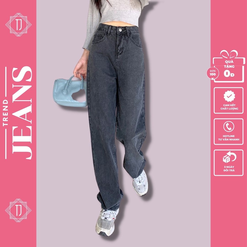 Quần jeans nữ ống rộng TREND JEANS phom baggy ống suông Top xu hướng 2022