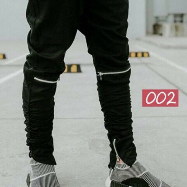 Quần jogger khóa zip vải kaki co giãn  size M L XL kiểu dáng Unisex nam nữ