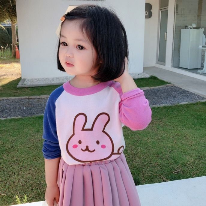 Áo Sweater Dệt Kim Mỏng Dáng Rộng In Hoạt Hình Thời Trang Thu Đông Cho Bé