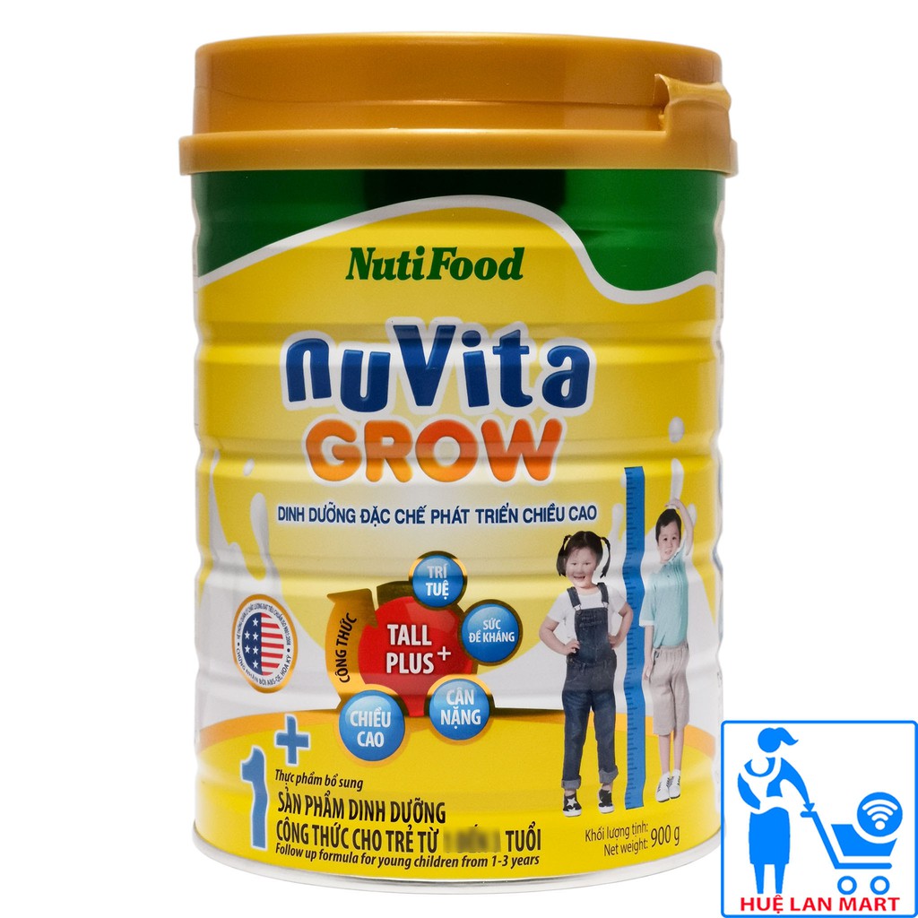 [CHÍNH HÃNG] Sữa Bột NutiFood Nuvita Grow 1+ Hộp 900g (Dinh dưỡng đặc chế phát triển chiều cao)