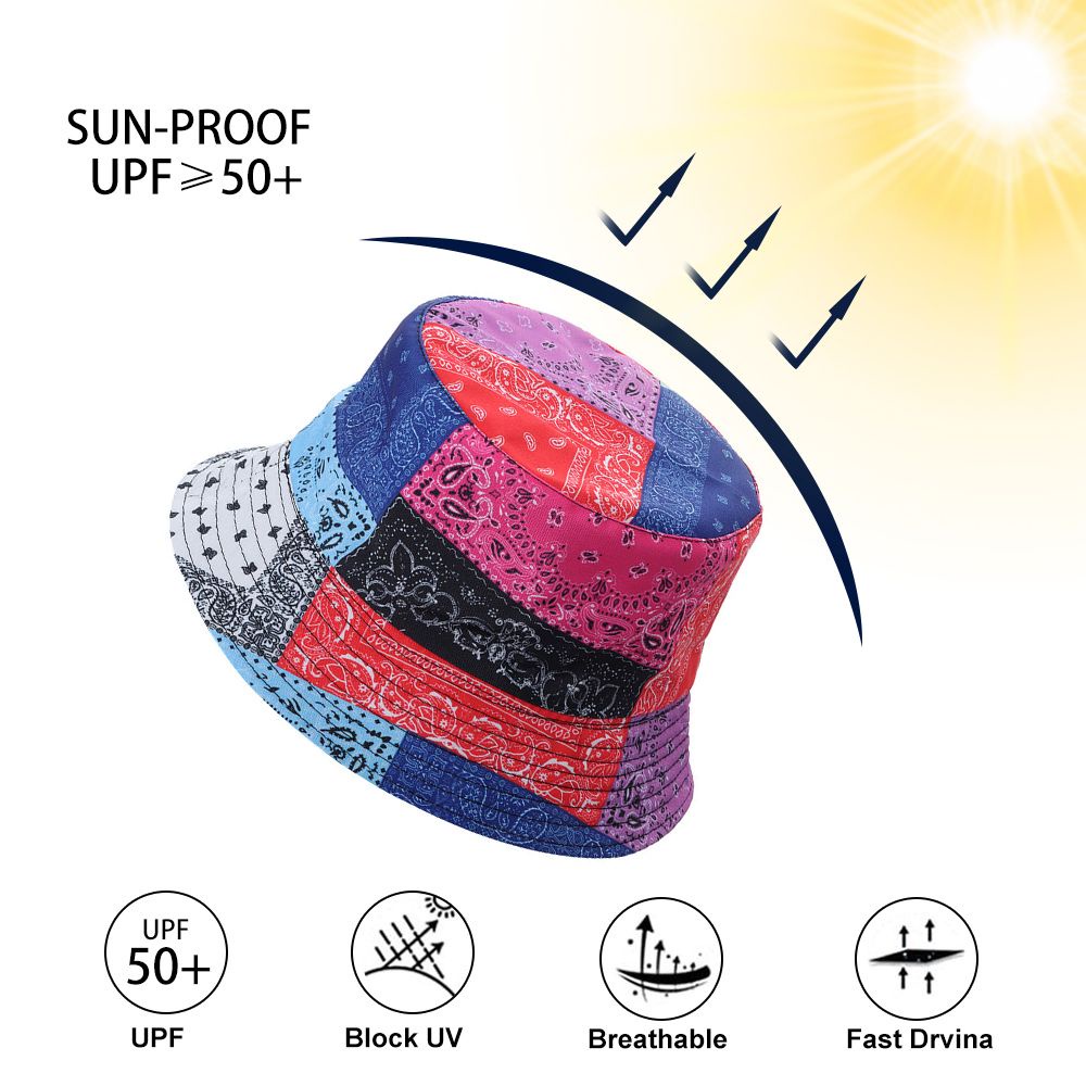 Mũ bucket chống nắng hai mặt in hình Paisley MIHAN1 cho nam và nữ