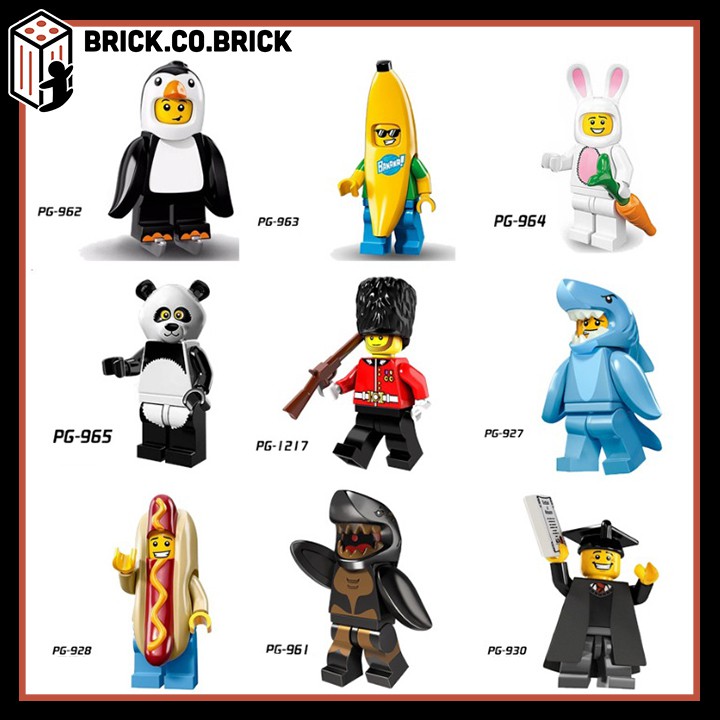 Đồ Chơi Lắp Ráp Mô Hình Minifigure và Non Lego Nhân vật Anime Hóa Trang Người Chuối Sinh Viên Cá Mập Lính PG962