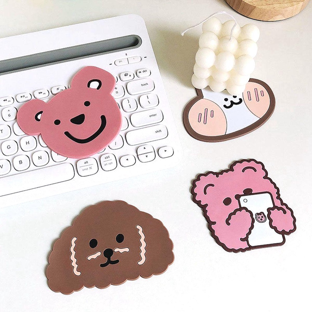 1 Tấm Lót Ly Chịu Nhiệt Chống Trượt Hình Động Vật Dễ Thương