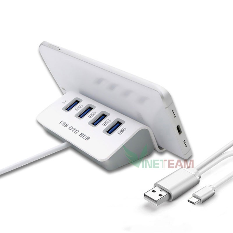 Bộ Chia 4 Cổng USB OTG HUB Chuẩn Type-c Kiêm Giá Đỡ -dc3394