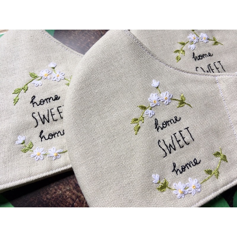 Khẩu trang vải thêu tay, khẩu trang Linen thêu tay