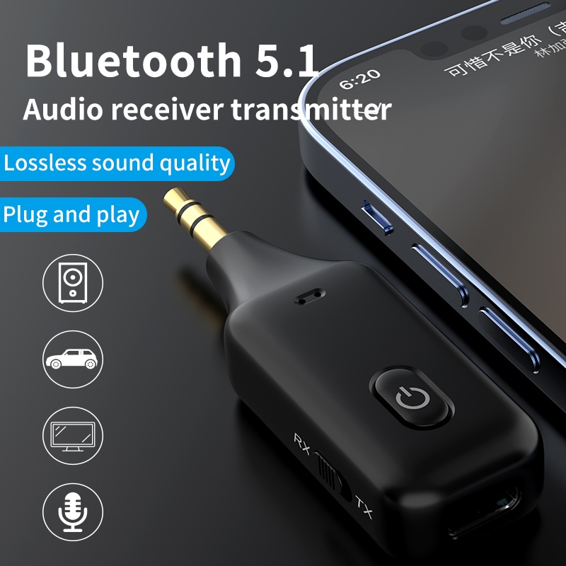 Thiết bị thu phát âm thanh bluetooth 5.0 2 trong 1 có giắc cắm 3.5mm cáp sạc usb dành cho xe hơi