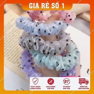 [FREESHIP - HÀNG LOAI 1] Buộc tóc, cột tóc vải Scrunchies Chấm bi mini