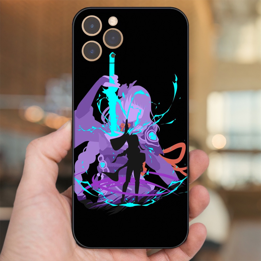 Ốp lưng iPhone 11 Pro dẻo đen cạnh vuông in hình Raiden Shogun Genshin Impact