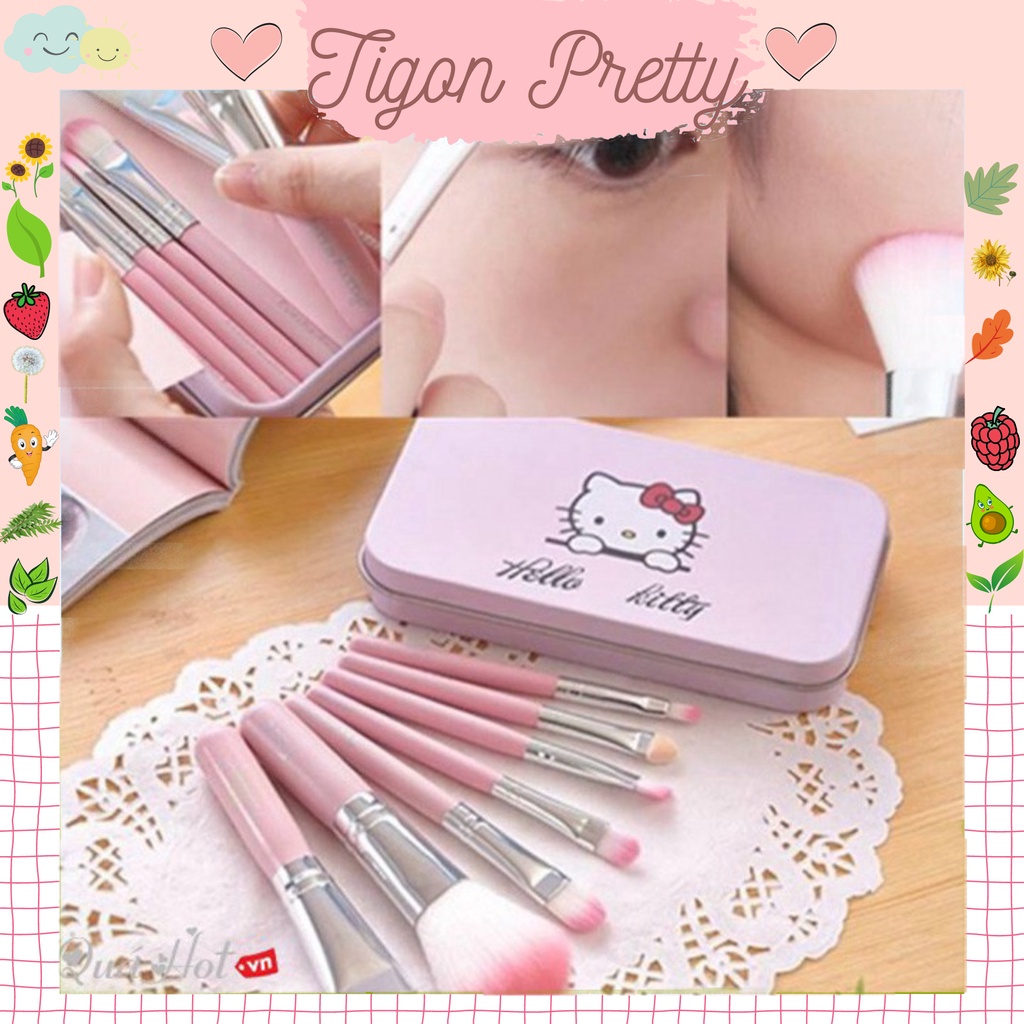 hộp Bộ cọ trang điểm 7 món kitty Set cọ mịn siêu tiện lợi lông cọ mềm đẹp kèm hộp thiết sang trọng SiêuThích