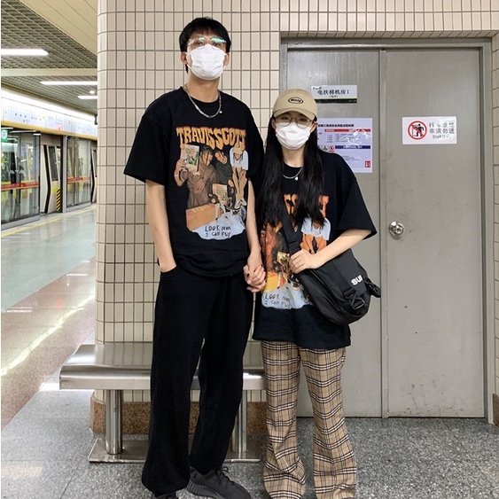 Áo đôi nam nữ travis scott unisex, đồ đôi nam nữ tay lỡ form rộng