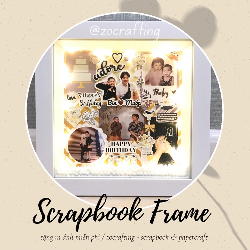KHUNG ẢNH SCRAPBOOK (KHUNG ẢNH NỔI HANDMADE) tặng in ảnh miễn phí, note tên theo yêu cầu