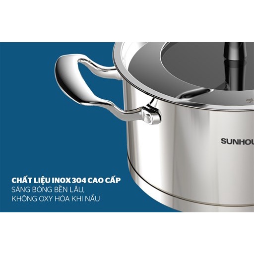 Nồi inox 304 5 đáy SUNHOUSE SHG2520MSA - size 20cm