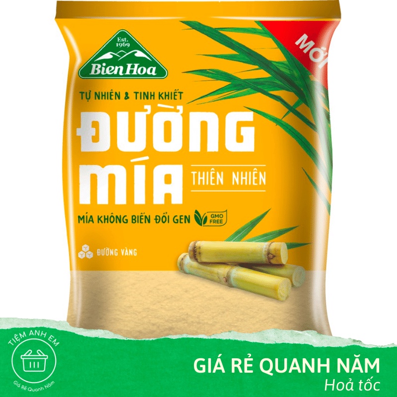 Đường Mía Vàng Thiên Nhiên Biên Hoà Không Biến Đổi Gen Gói 1kg