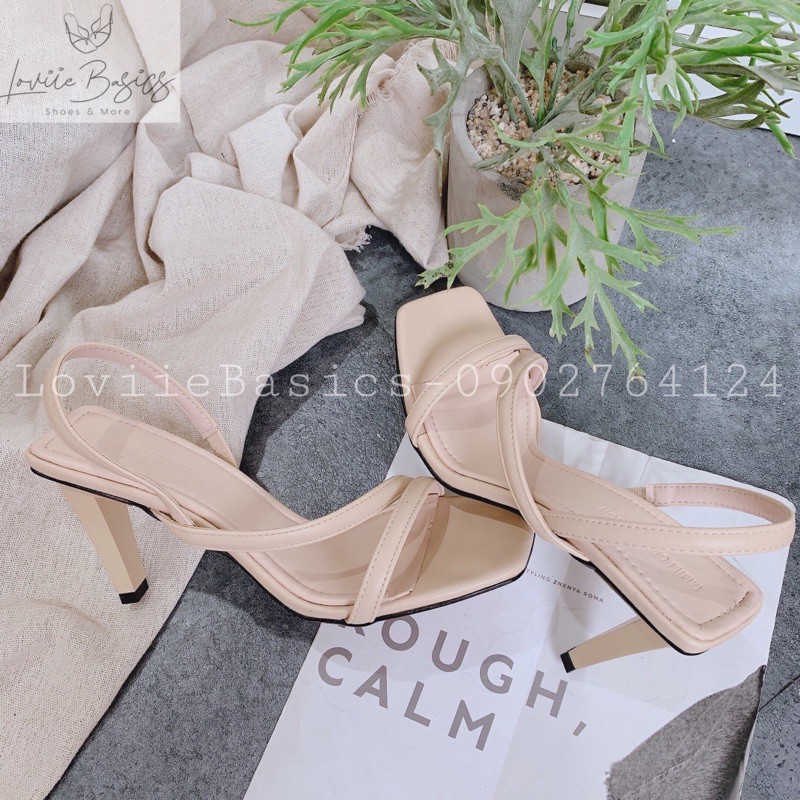 LOVIIE BASICS - GIÀY SANDAL CAO GÓT 9P QUAI MẢNH ĐẾ VUÔNG - GIÀY CAO GÓT 9CM DÂY CHÉO - SANDAL CAO GÓT 9P DÂY G201011