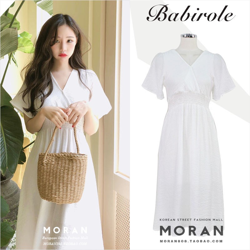 Váy trắng chun eo sang chảnh MORAN- Kèm ảnh thật (ORDER)