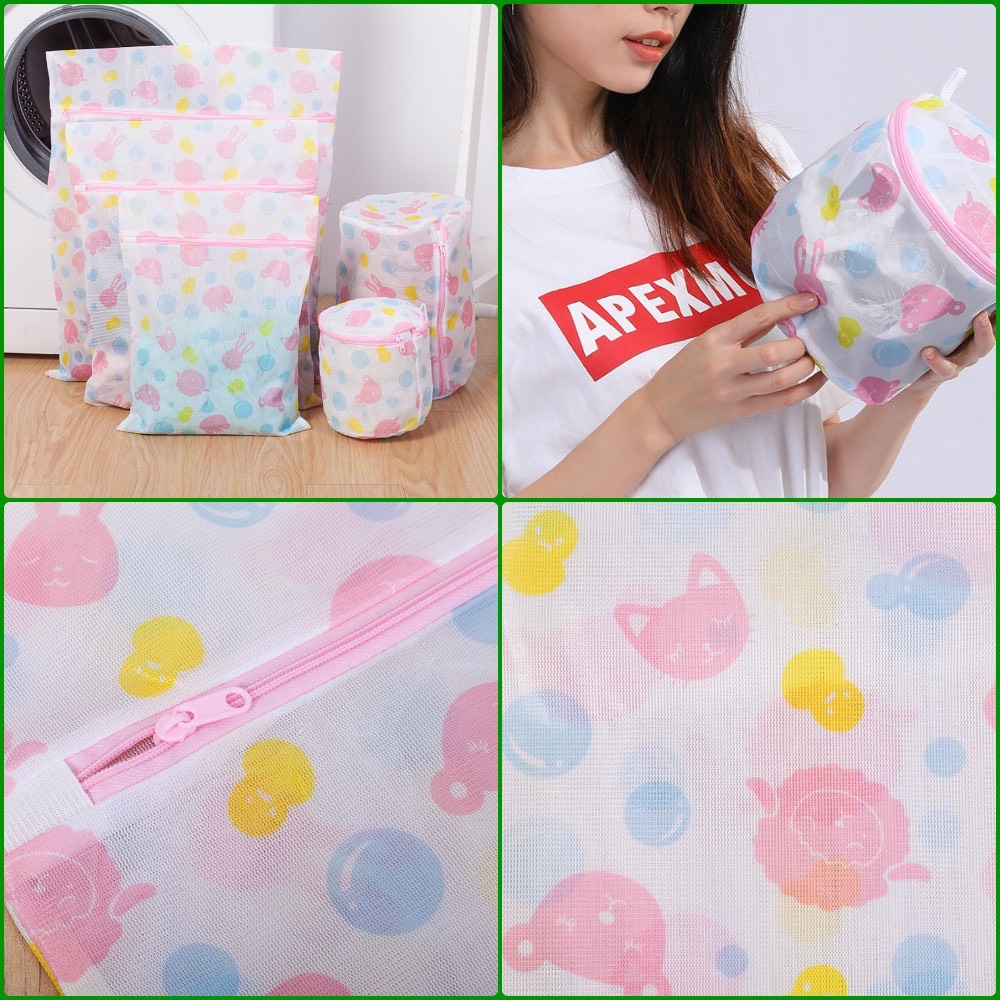 Túi giặt đồ máy giặt hình hoa set 5 chiếc, túi lưới giặt quần áo lót tiện lợi