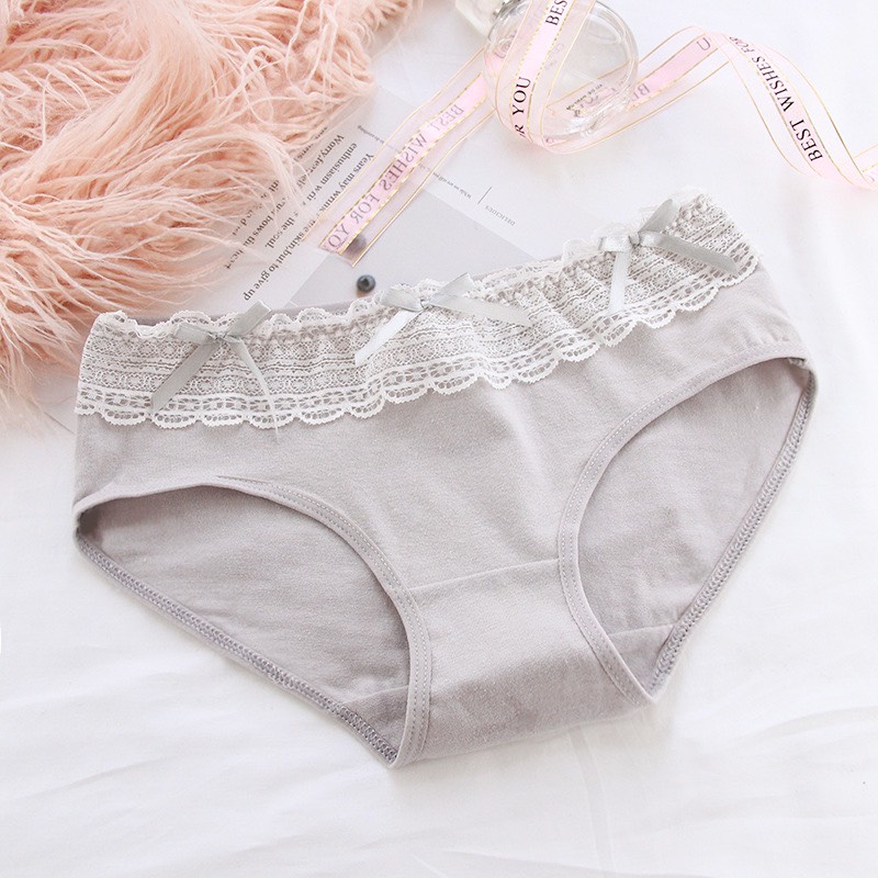 Quần Lót Nữ ❤️FREESHIP❤️ Quần Lót Nữ Cotton Đẹp kháng khuẩn 100% viền bèo đính nơ điệu đà được chọn màu mẫu A30