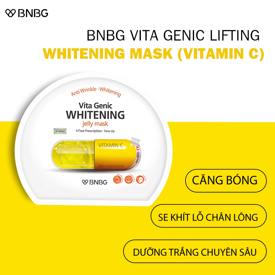 Combo 5 Mặt Nạ dưỡng trắng da và làm đều màu da BNBG Whitening Jelly Mask 30ml x 5 - Vitamin C