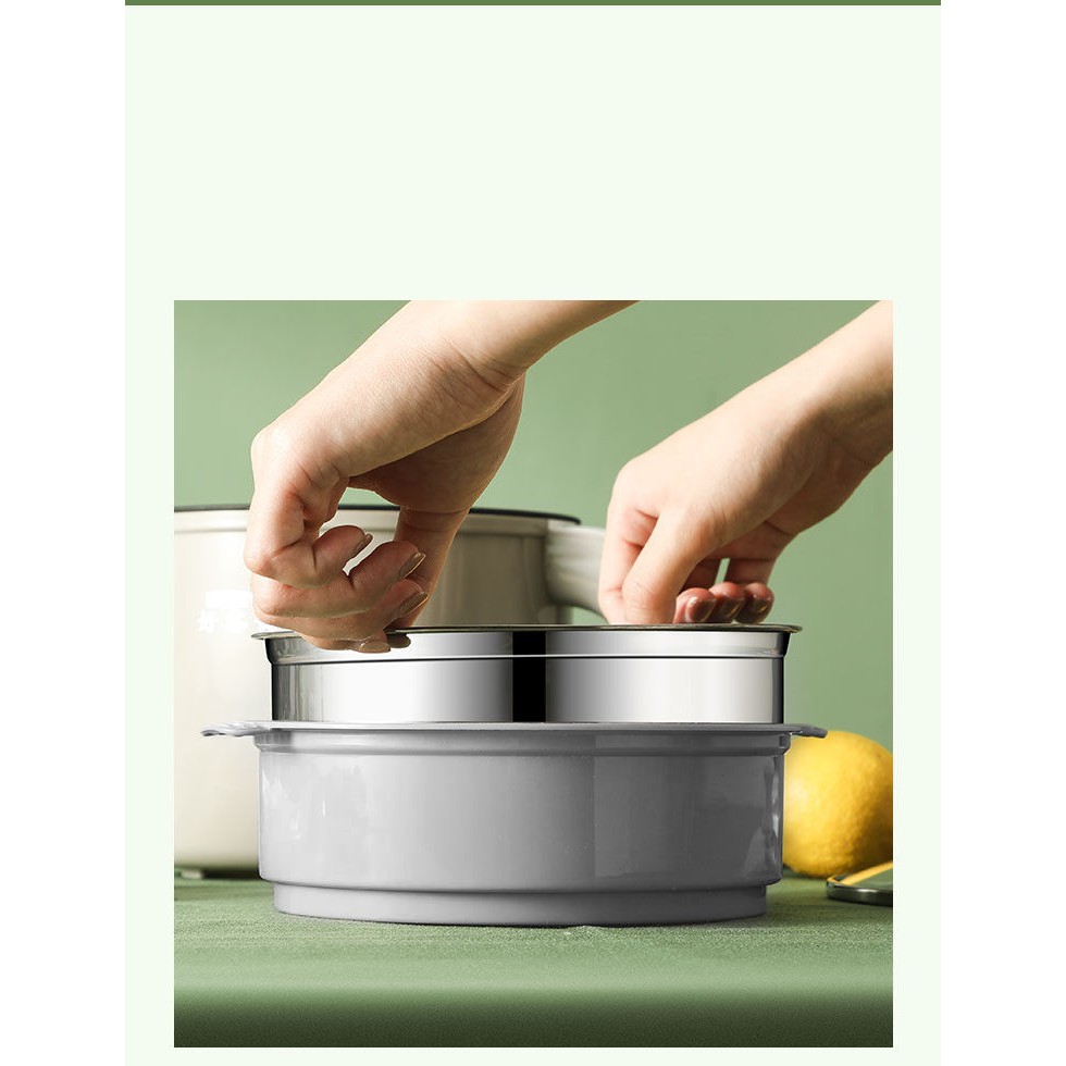 Nồi Điện Mini Hai Tầng Đa Năng Tặng Kèm Khay Hấp có thể Chiên, Xào, Nấu ăn, nấu cơm, nấu lẩu mini | BigBuy360 - bigbuy360.vn