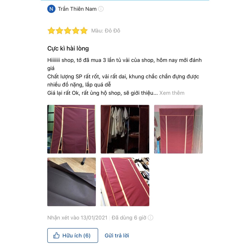 Tủ vải đựng quần áo cao cấp 3 buồng 8 ngăn to bền dododios