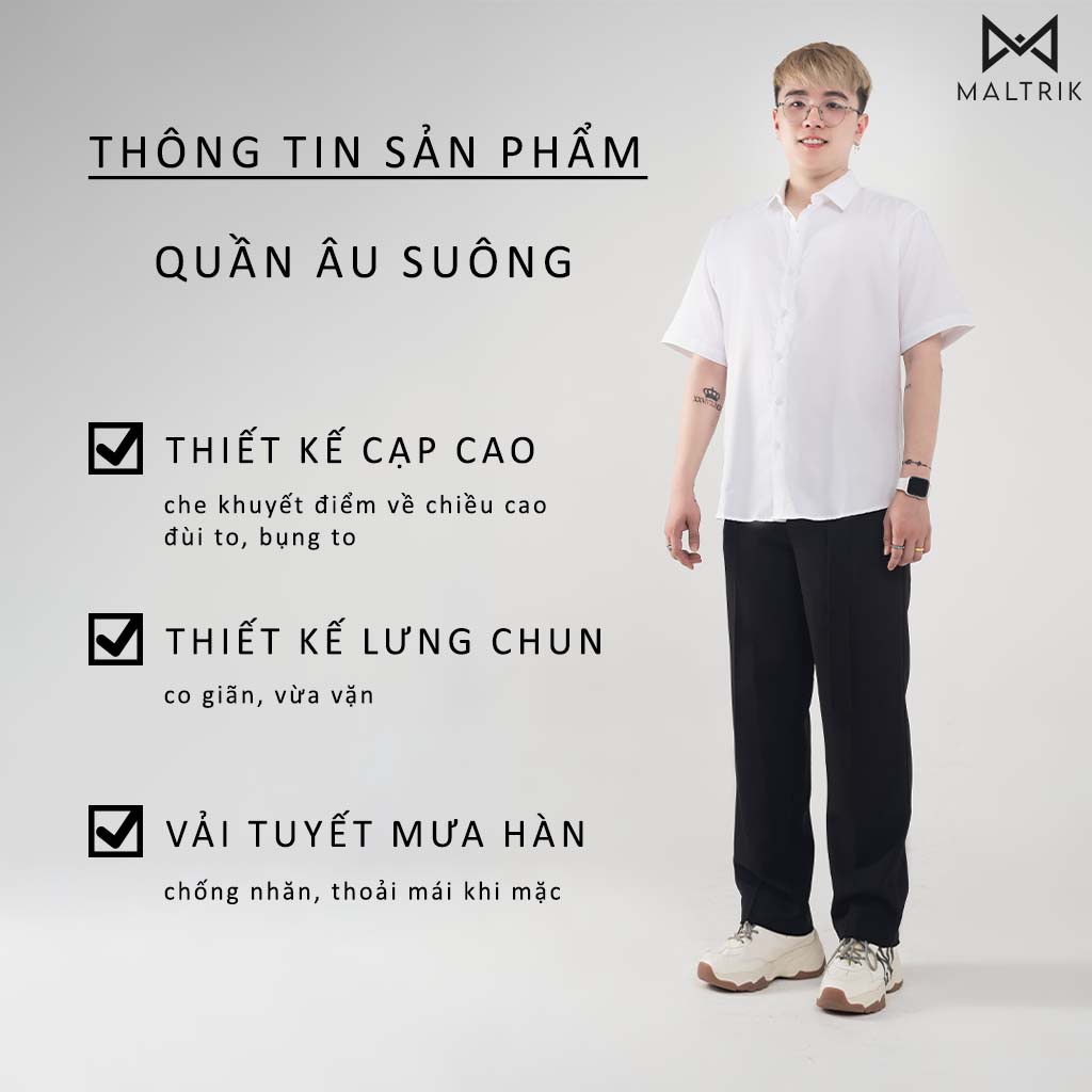 Quần tây âu đen ống rộng nam BIGSIZE MALTRIK chất vải cao cấp không nhăn quần suông Hàn Quốc có size lớn đến 120kg