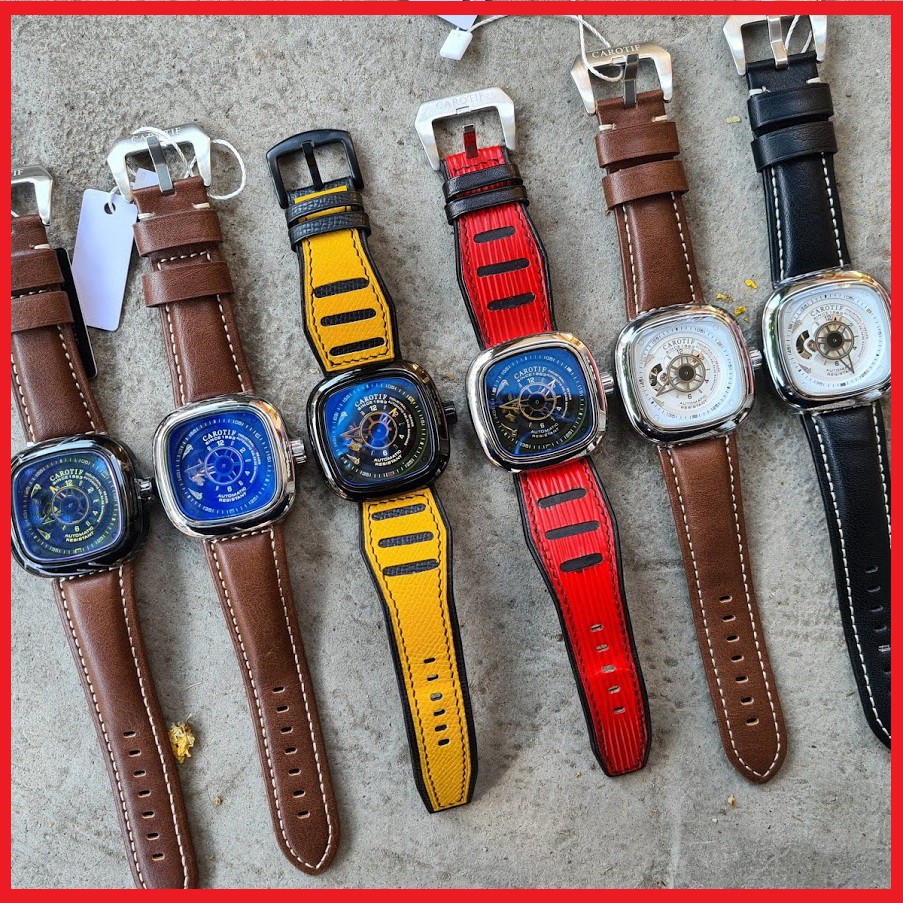 Đồng hồ cơ Carotif - Đồng hồ automatic Carotif lộ máy, kính sapphire, vỏ thép không gỉ