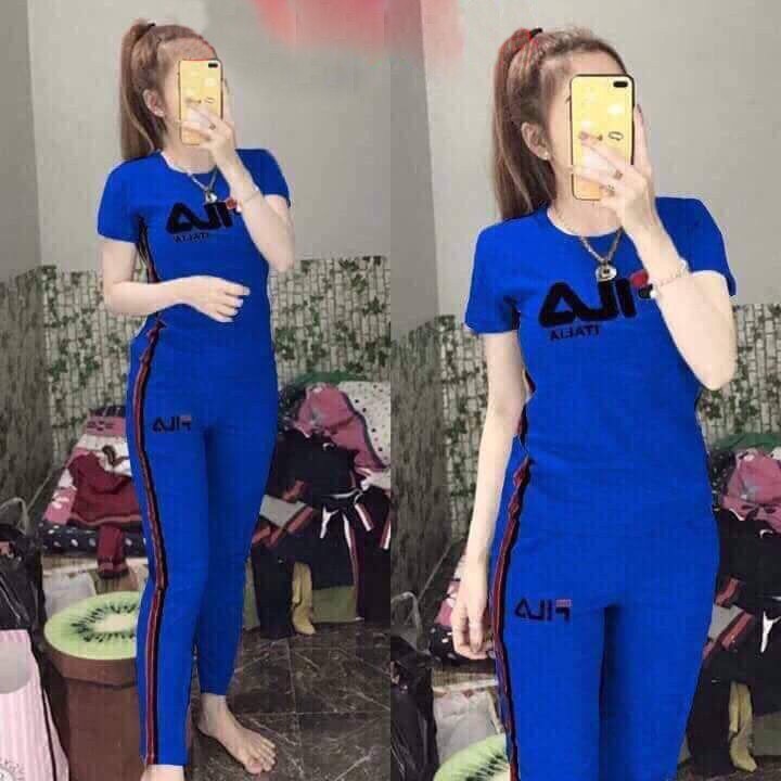 Đồ bộ nữ vải cotton thieu logo mềm mại thoáng mát không xù không chùn | BigBuy360 - bigbuy360.vn