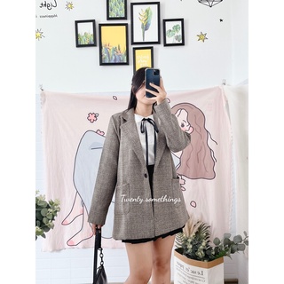 Áo Blazer Kẻ 2 Lớp 1 Cúc (ảnh thật/sẵn/video)