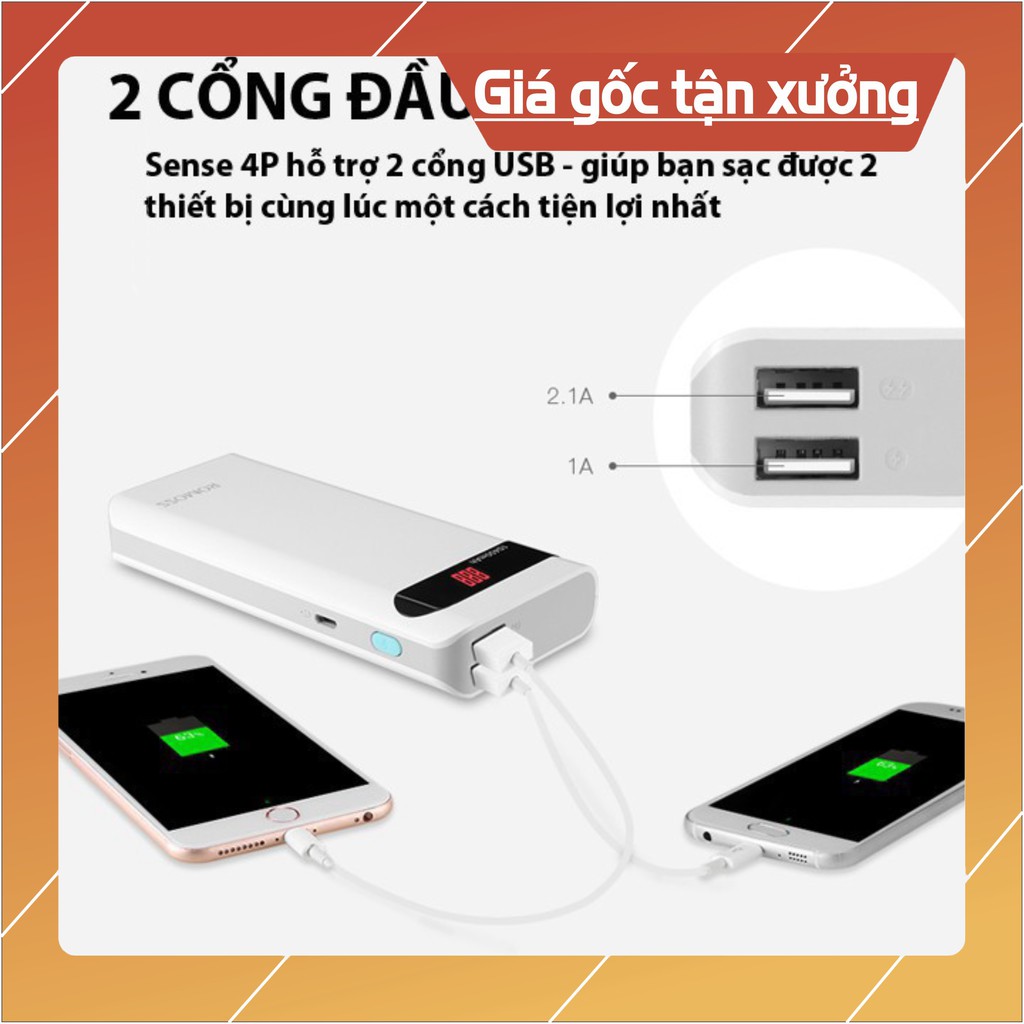 Pin Sạc Dự Phòng Romoss Sense 4P Dung Lượng 10.400mAh Bảo Hành 6 Tháng