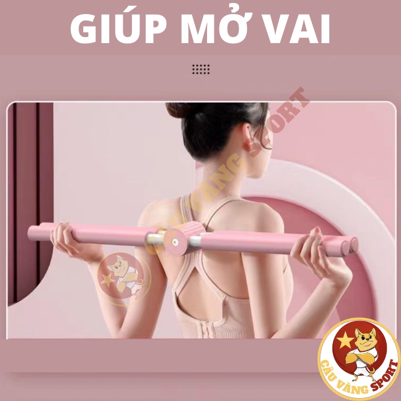 Gậy tập thẳng lưng, thanh gậy tập yoga chống gù lưng, mở vai hình chữ thập Cậu Vàng Sport