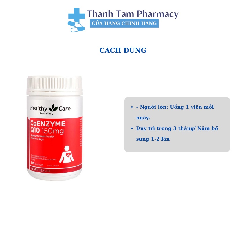 Viên uống bổ tim Coenzym Q10 150mg Healthy Care Hộp 100 viên của Úc - CoQ10